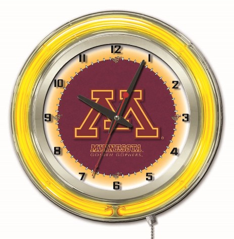 19" neon clock with team logo